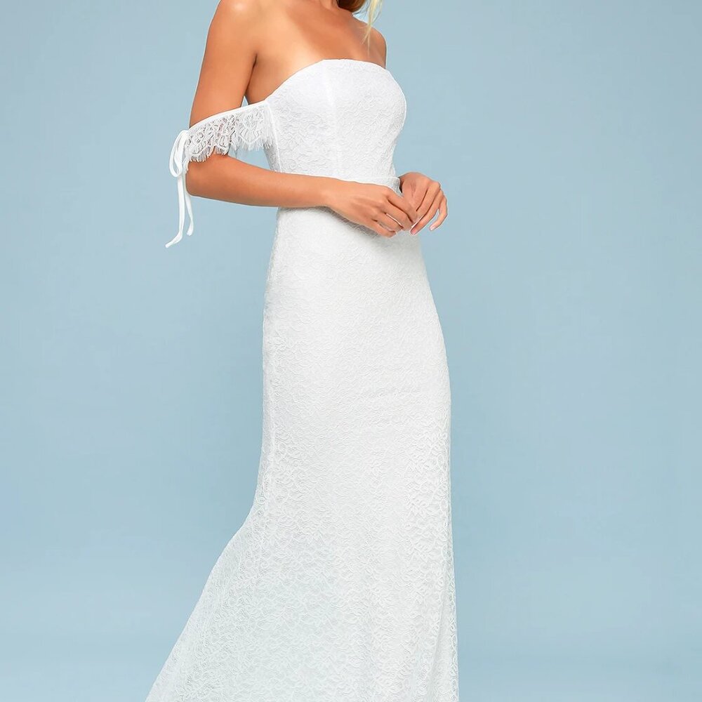 Lulus Piper White Lace Off-the-shoulder Maxi Dress - Size X-Small